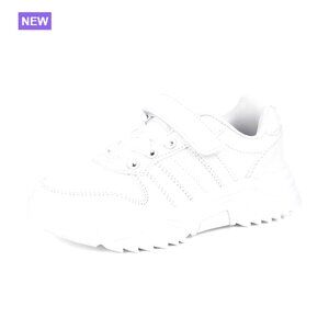 Leather Surface Sneakers with Adjustable Hook and Loop Closure